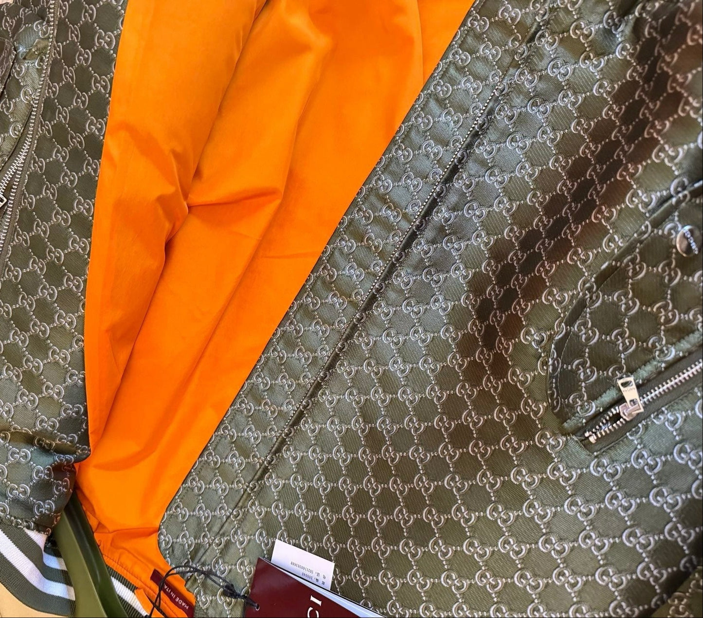 GG Padded Bomber Jacket in Green