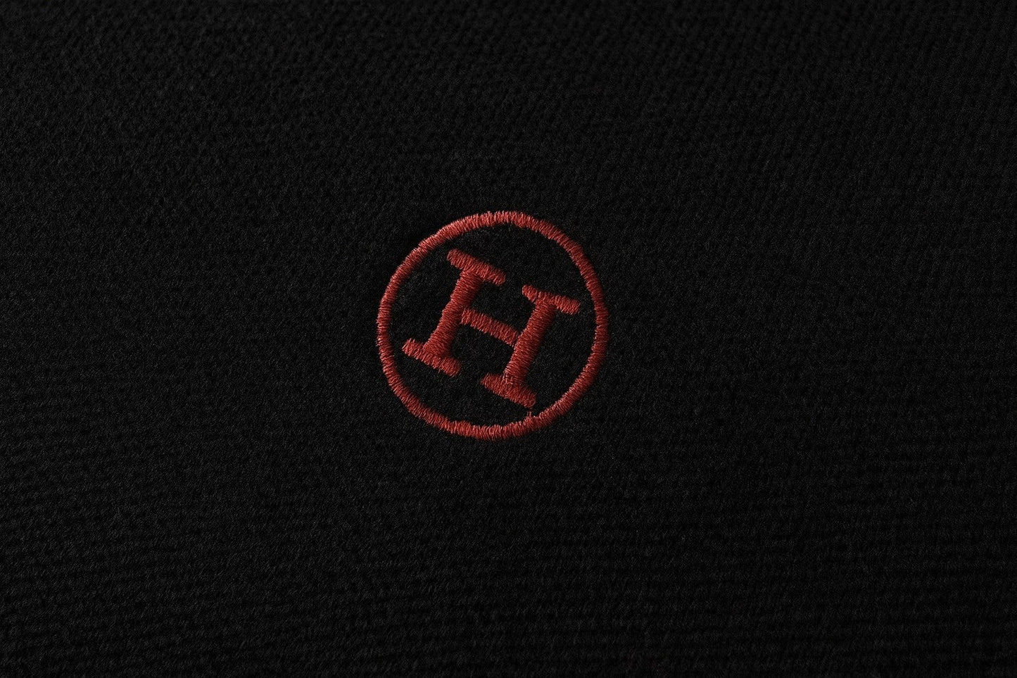 Signature Black Wool Crewneck Sweater with Red Trim
