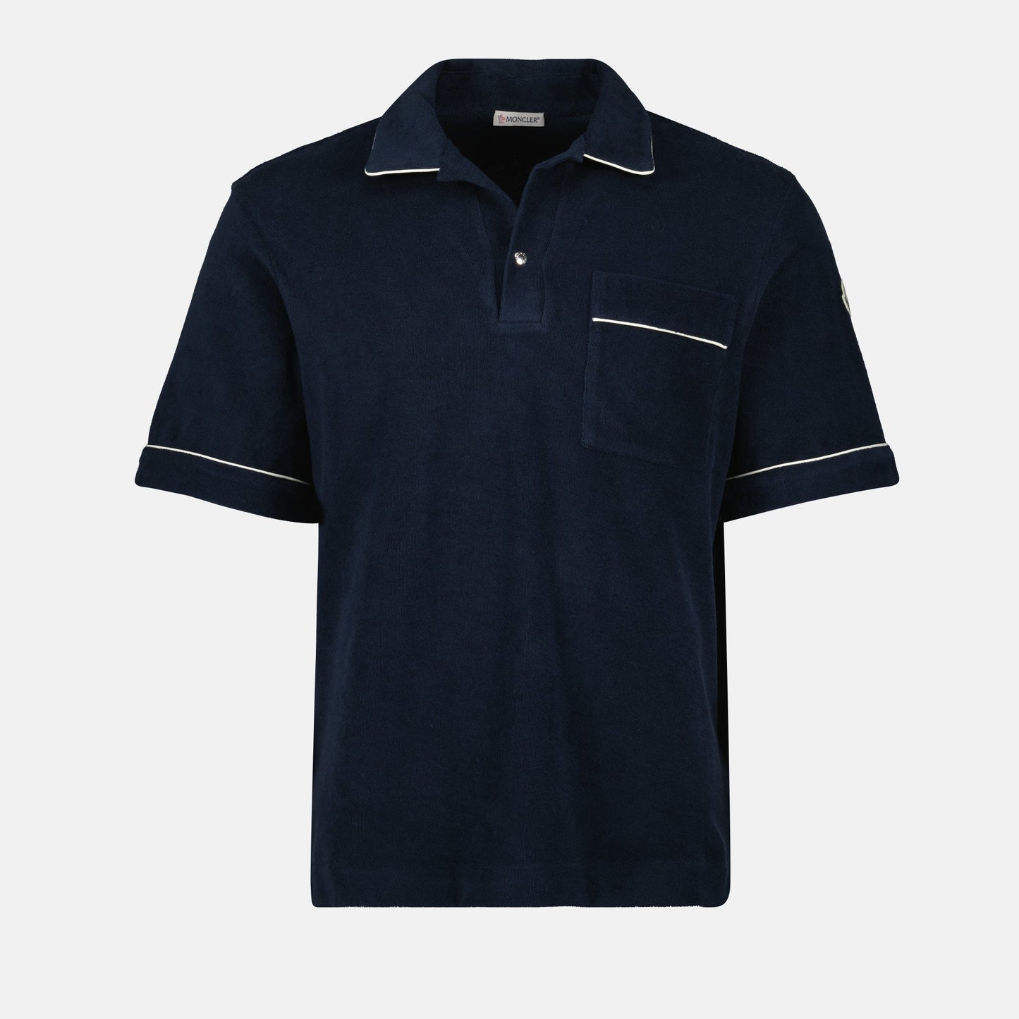 Navy Towelling Polo with Contrast Trim