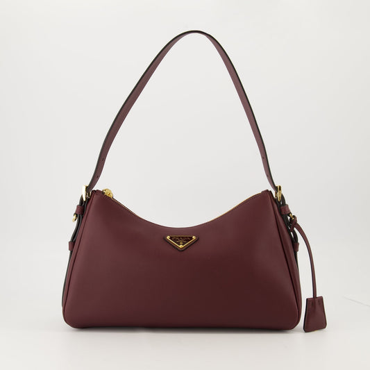 Aimée Leather Shoulder Bag (Burgundy)