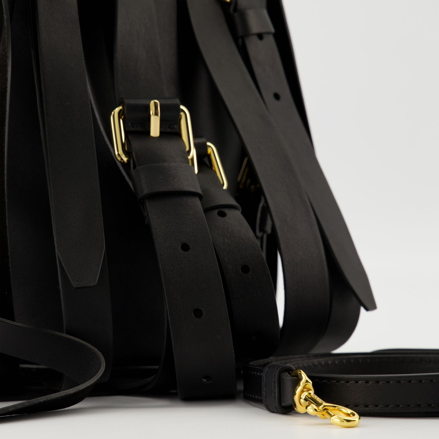 Fringed Leather Bucket Shoulder Bag