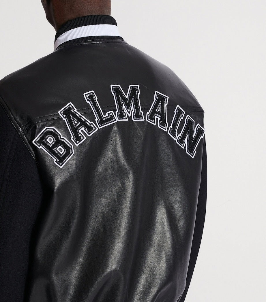 Leather & Wool Varsity Bomber Jacket