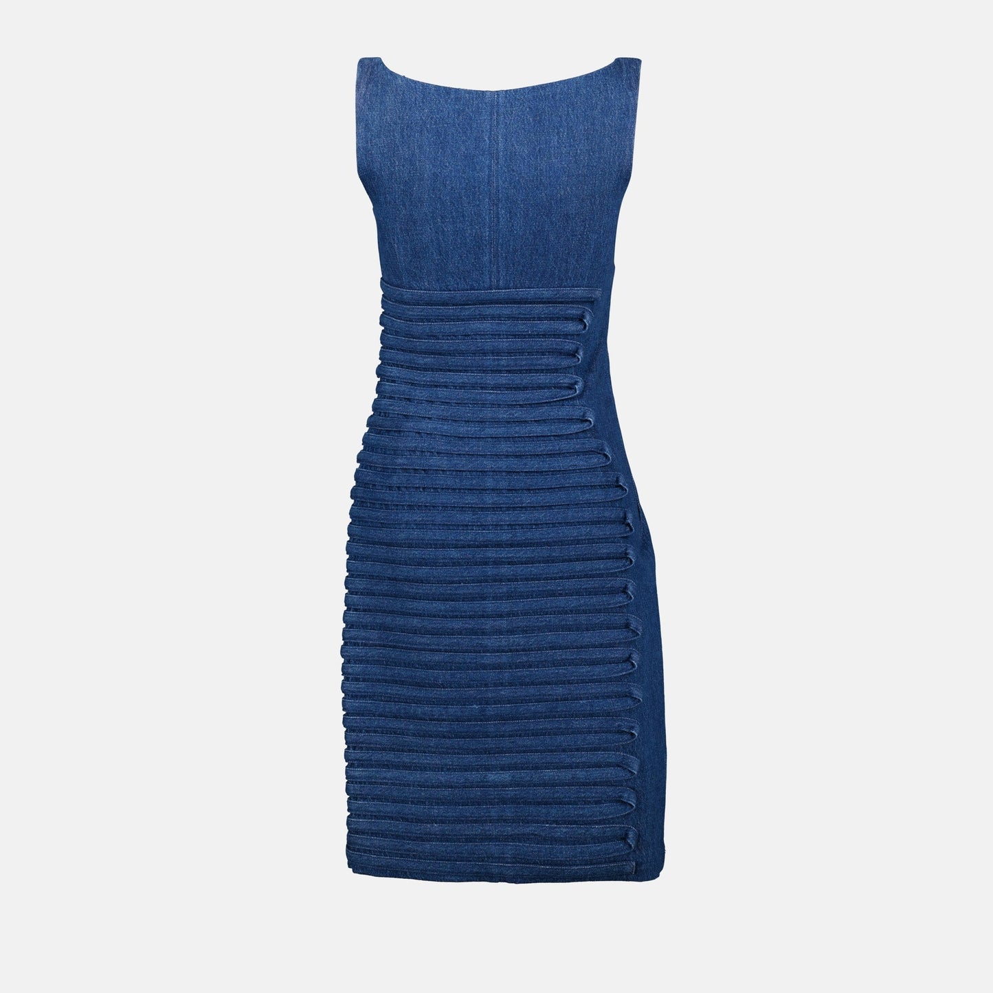 Ruched Denim Midi Dress