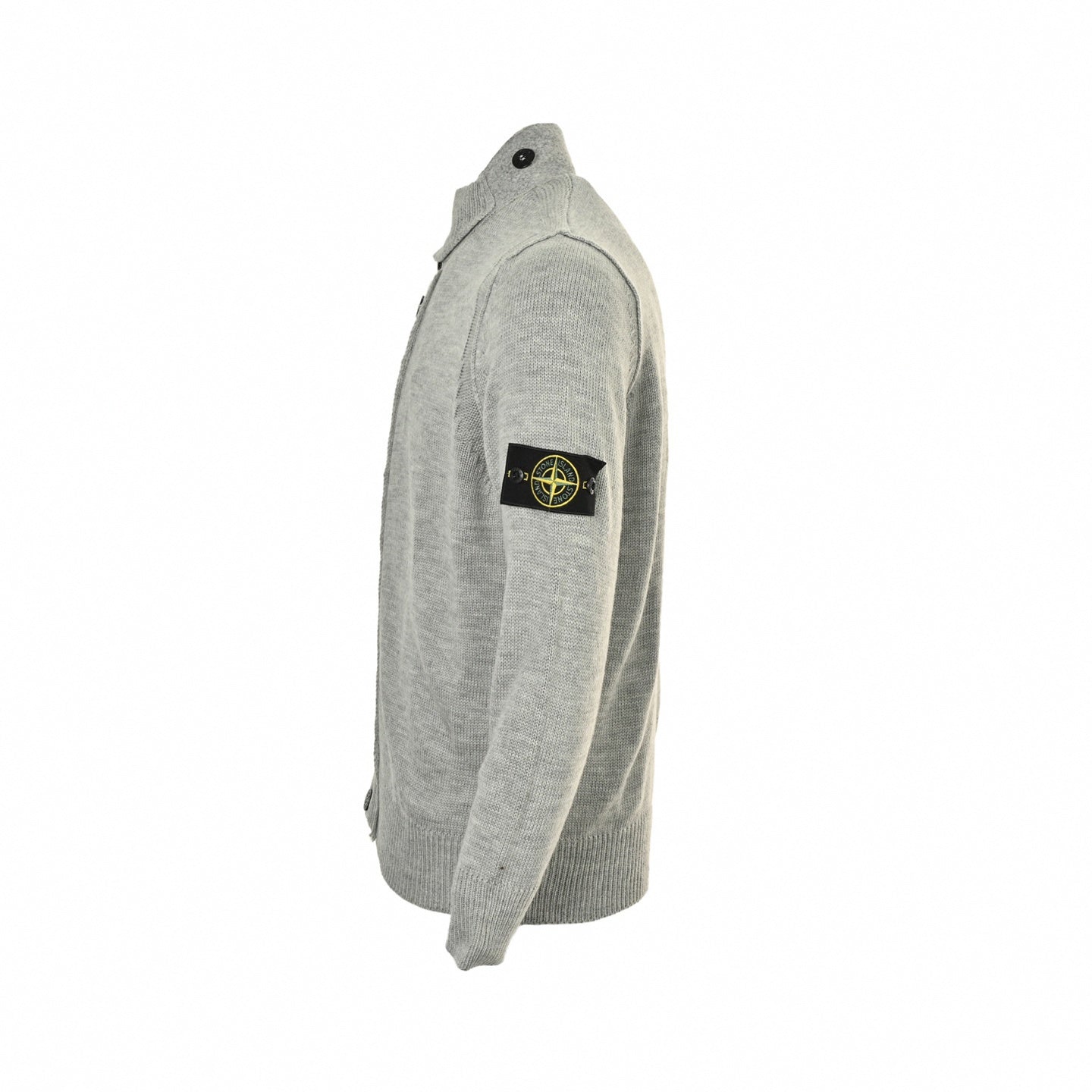 Buttoned Stand-Collar Knit Cardigan
