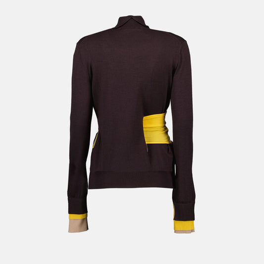 Color-Block Turtleneck Knit Top