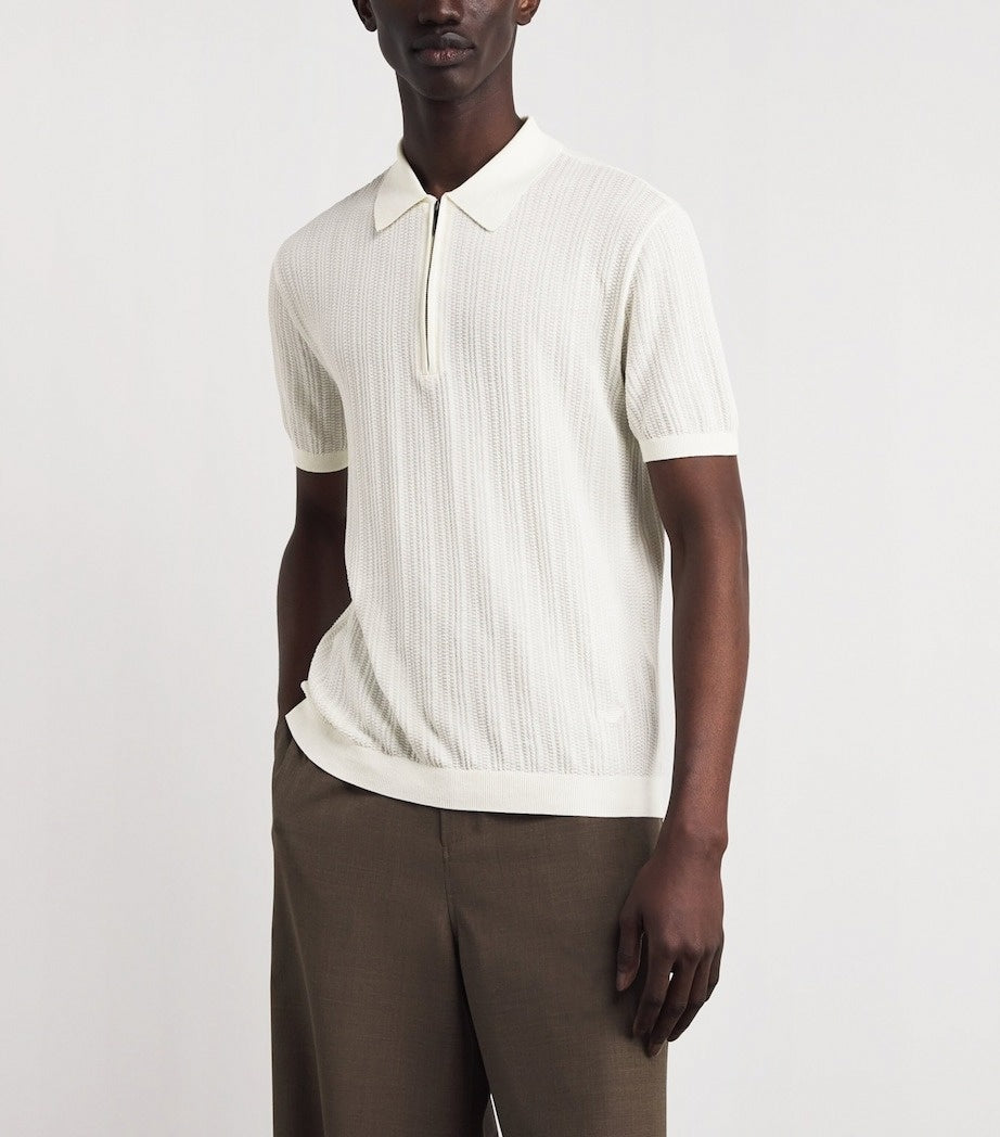 Men's Cotton Quarter-Zip Polo Shirt