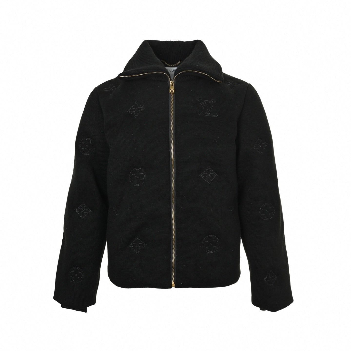 Monogram Outline Embroidered Knit Zip Jacket