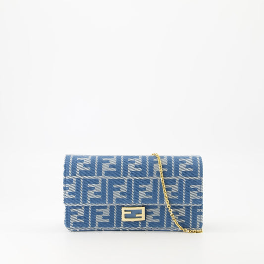 Baguette Chain Wallet – Denim Jacquard