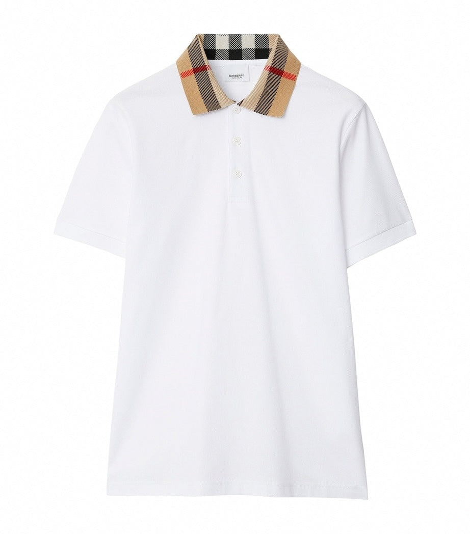 Cotton Polo Shirt with Iconic Check Collar
