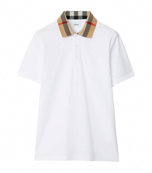 Cotton Polo Shirt with Iconic Check Collar
