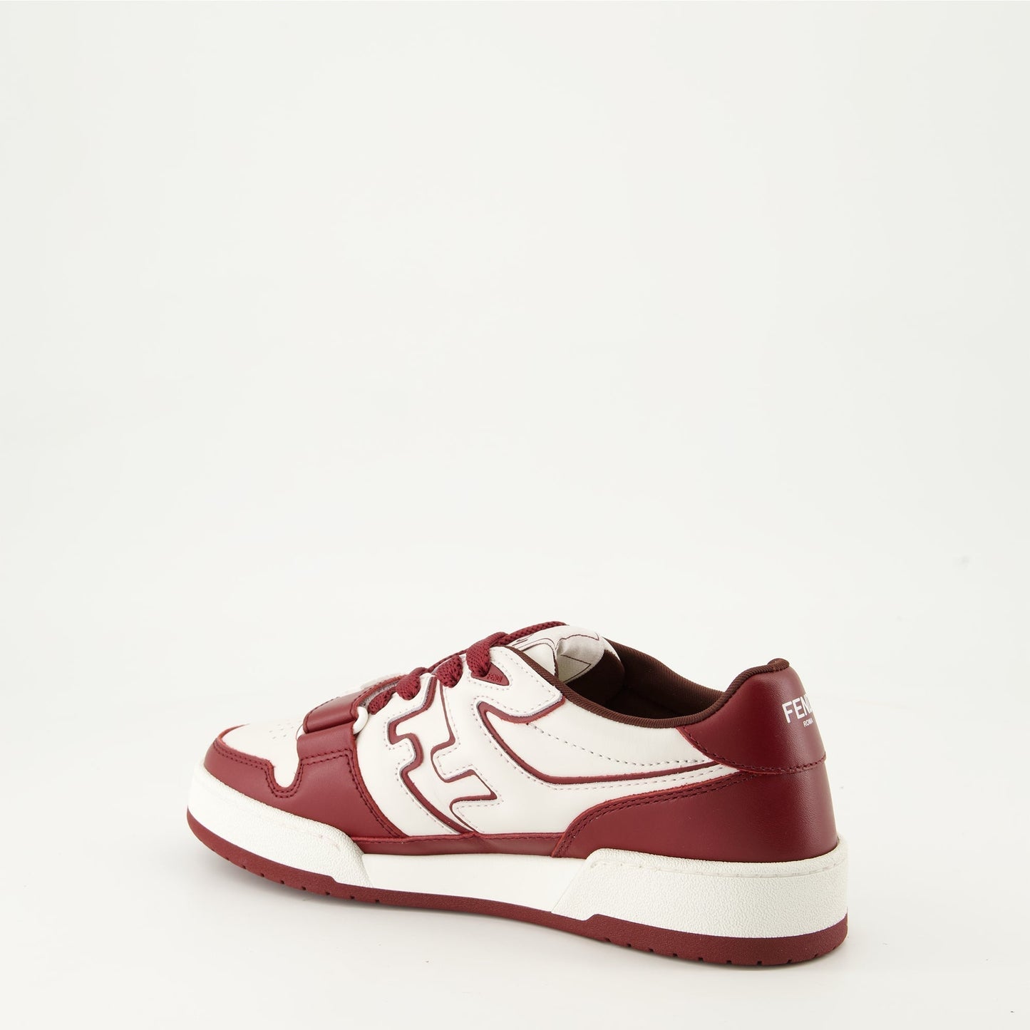 Burgundy & White Leather Sneakers