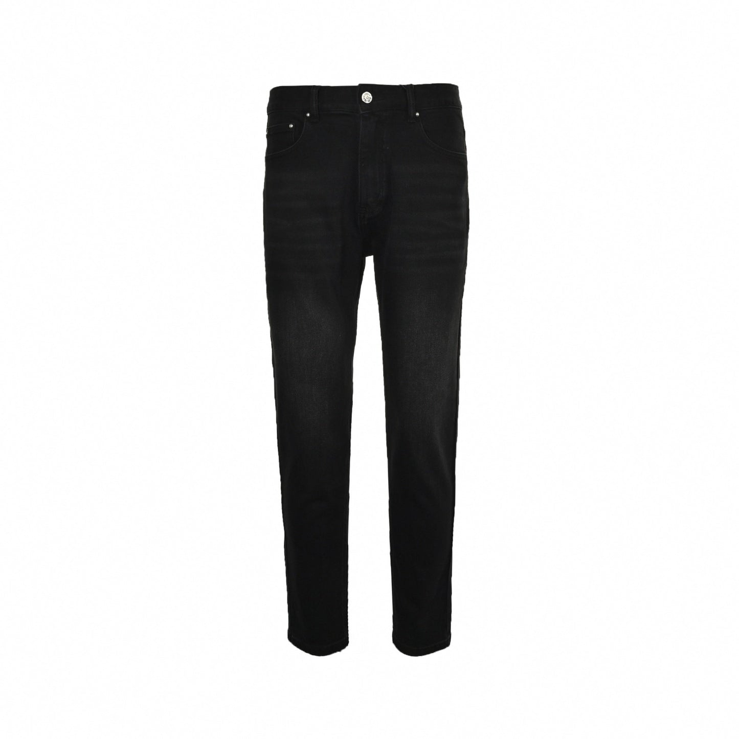 Black Slim-Fit Denim Jeans with Monogram Details