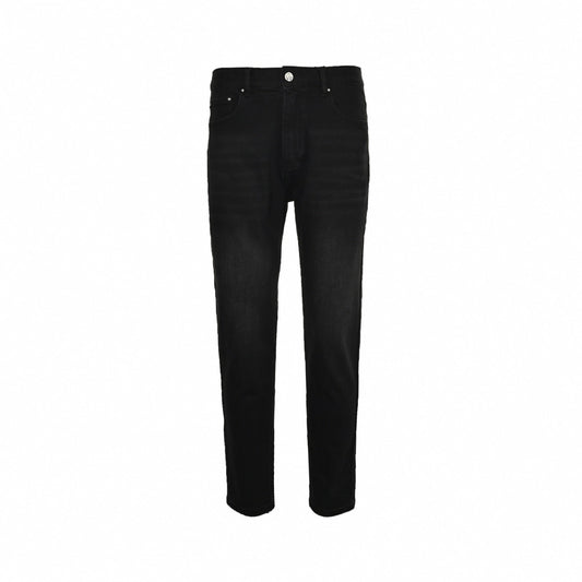 Black Slim-Fit Denim Jeans with Monogram Details
