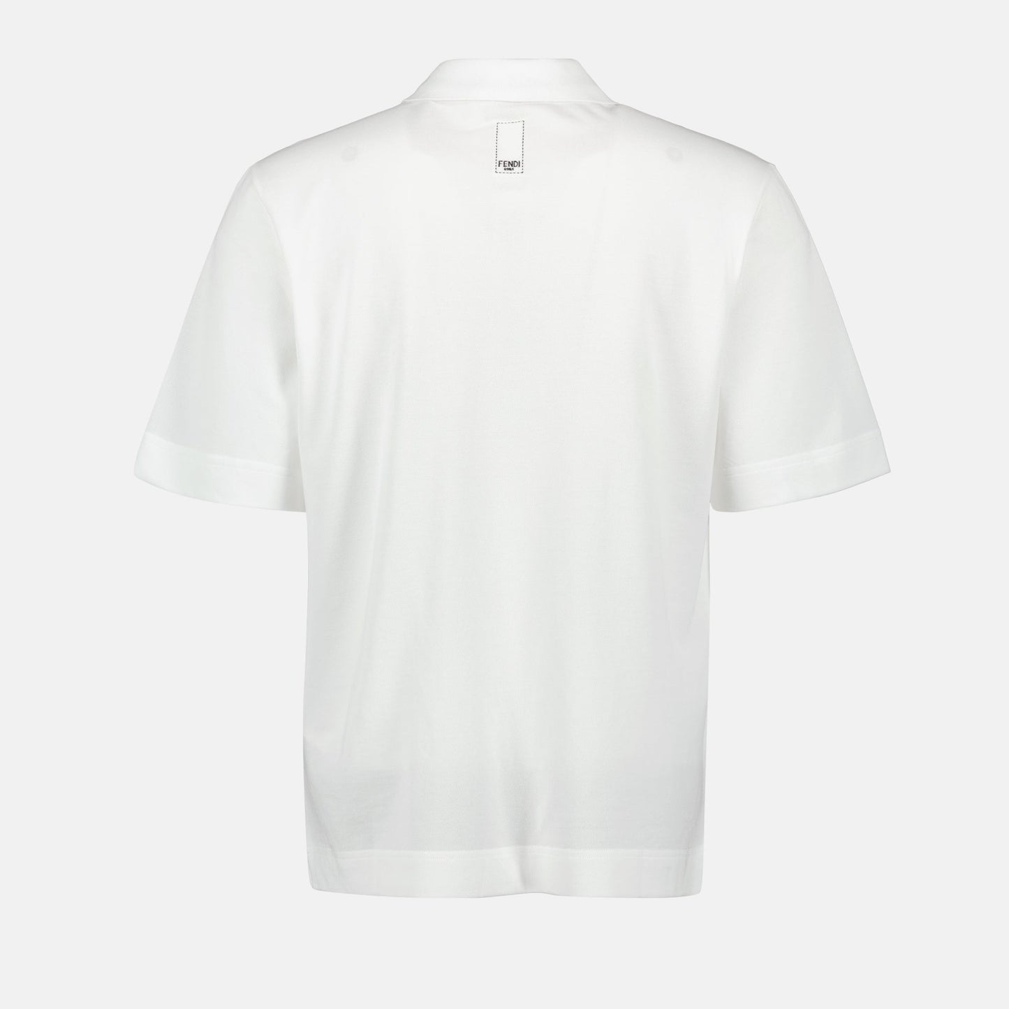 Fendi White Polo Shirt with Logo Patch Detail