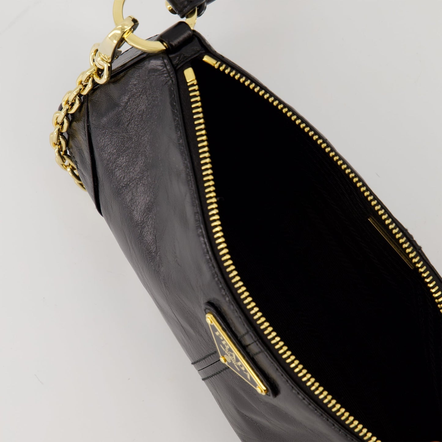 Leather Shoulder Bag with Chain Strap