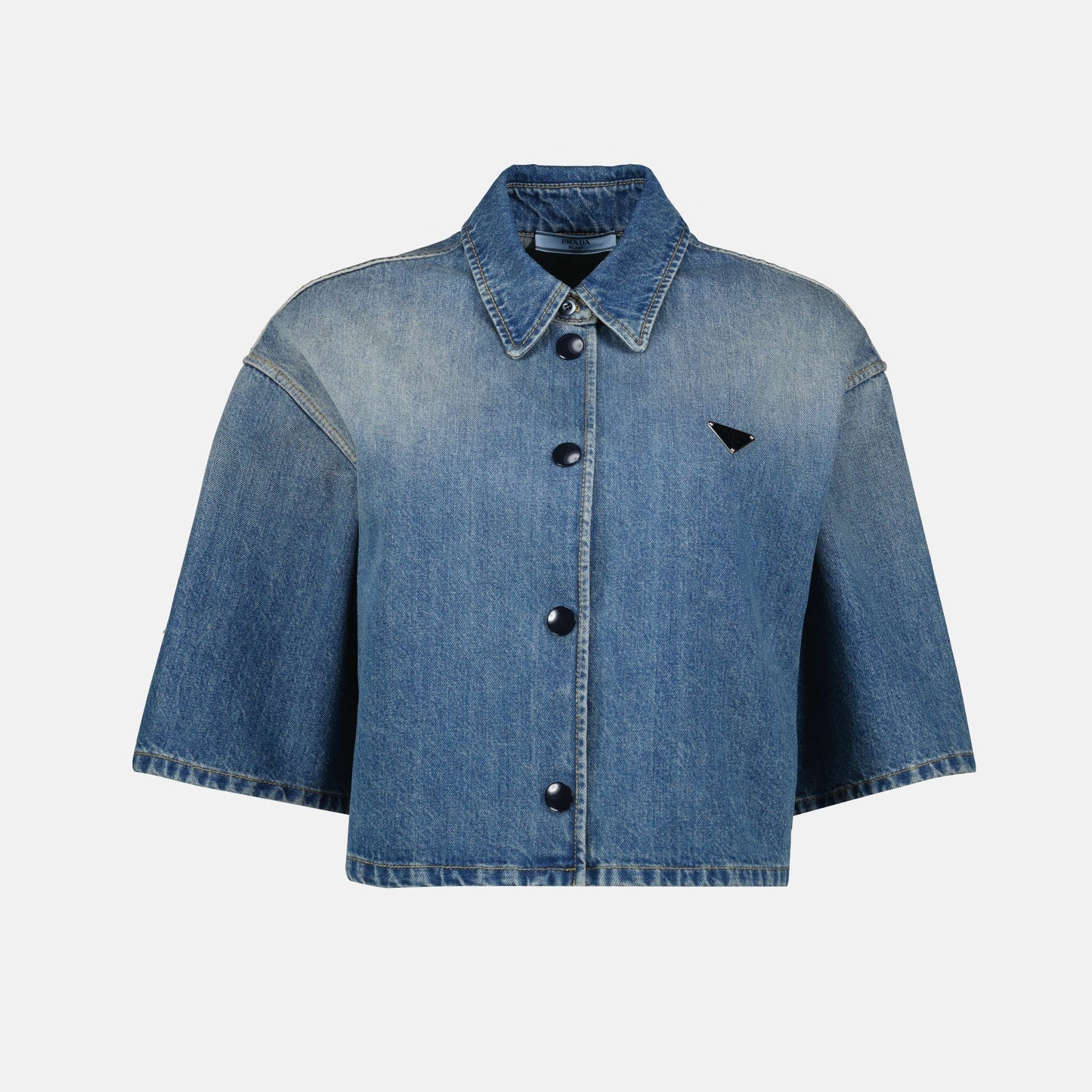 Cropped Denim Cape Jacket