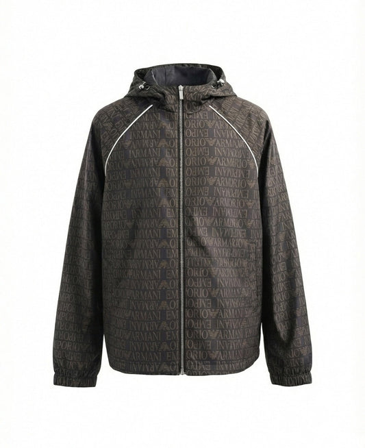 Monogram Print Hooded Windbreaker