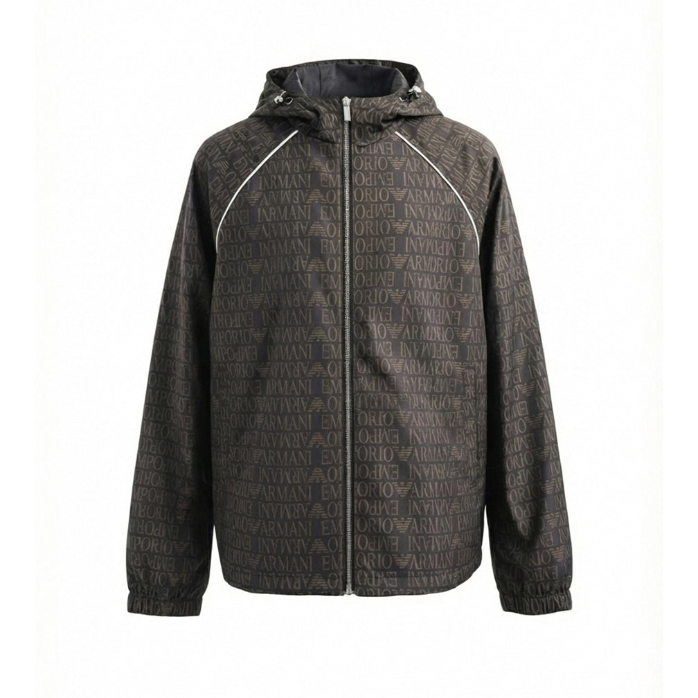Monogram Print Hooded Windbreaker