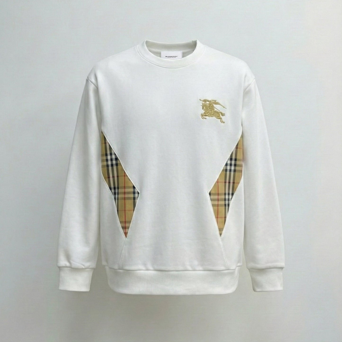 KD Embroidery Checked Panel Sweatshirt | Black and White