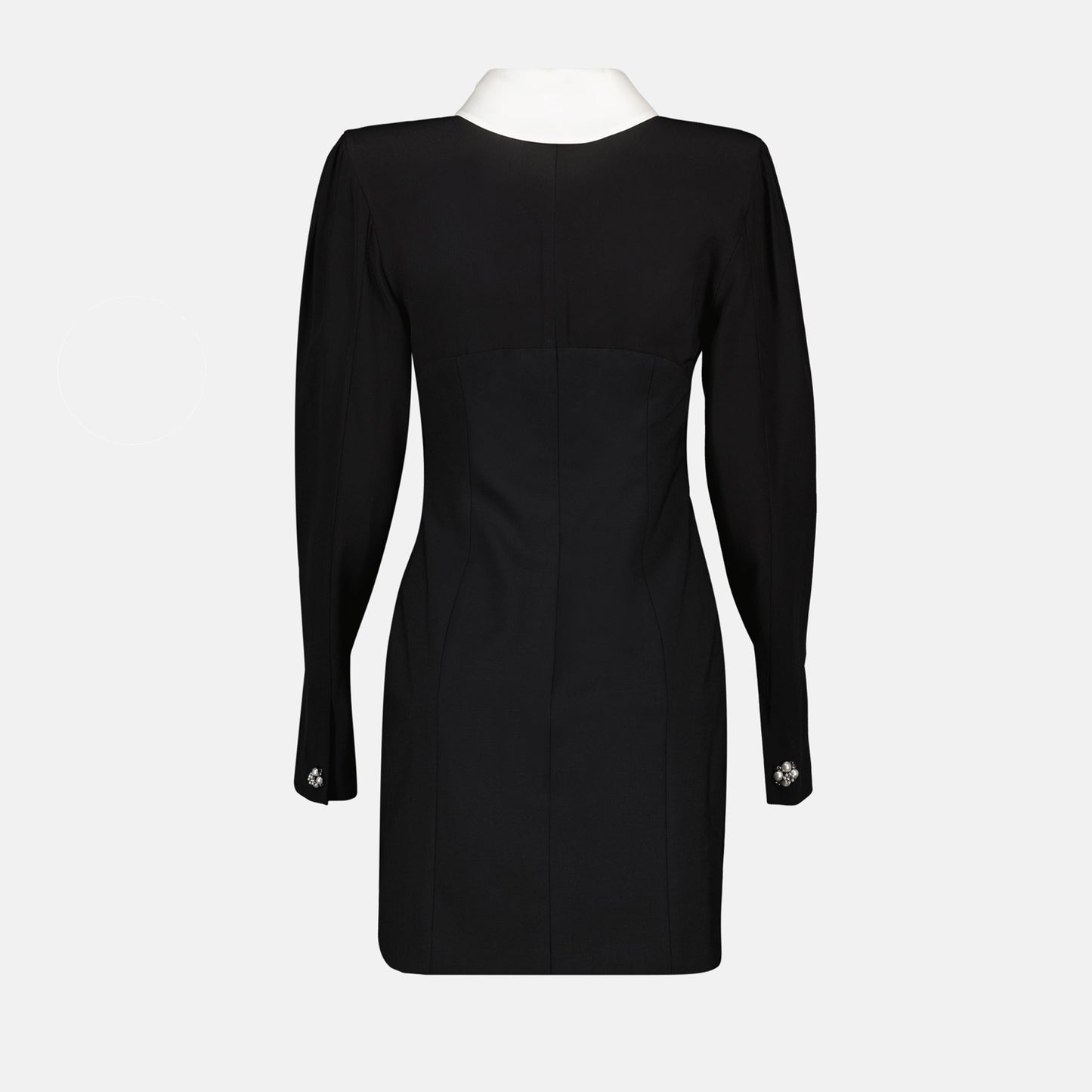 Contrast Collar Mini Dress with Ribbon Tie