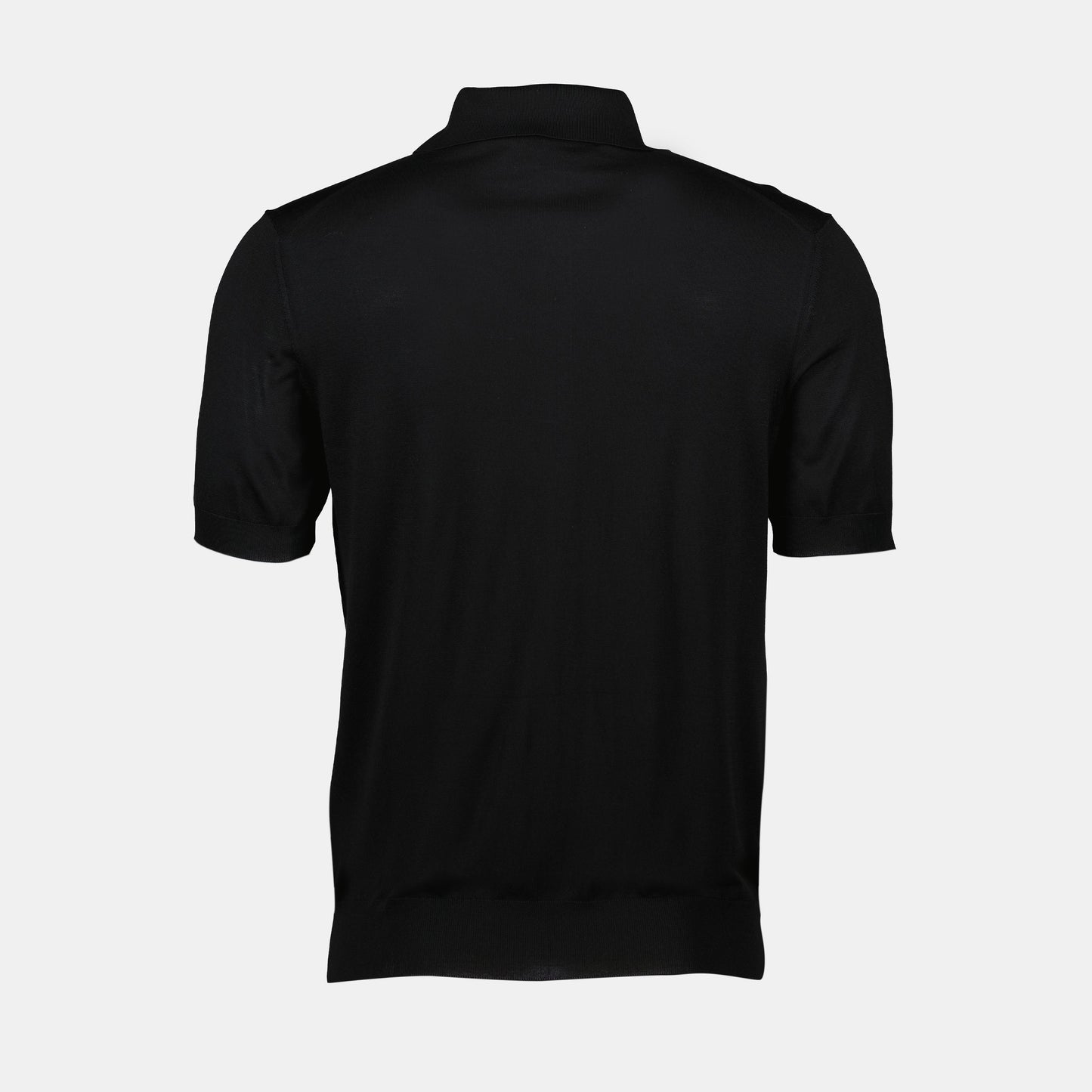 Prada Black Silk Knit Polo Shirt with Minimalist Finish