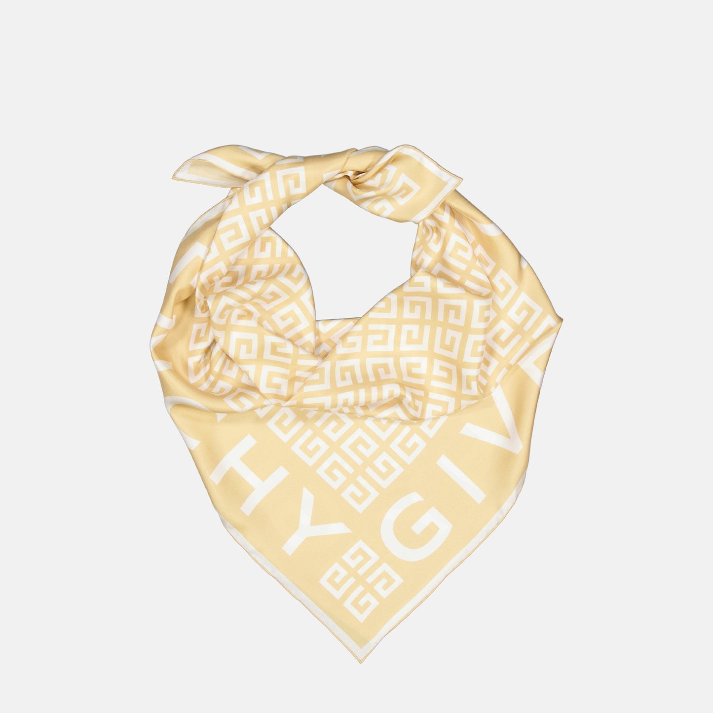 Monogram Border Scarf – Cream & White