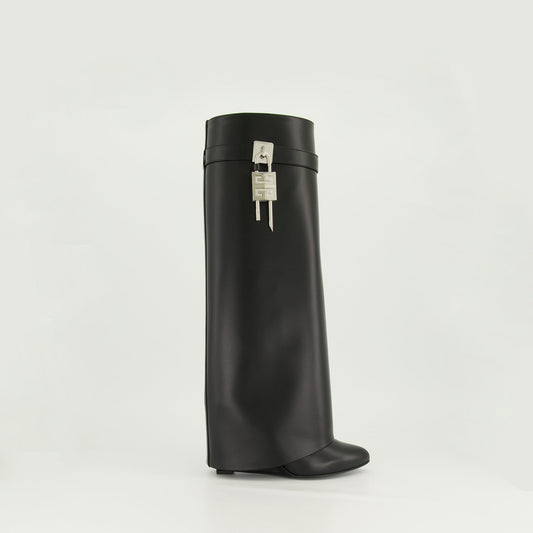Shark Lock Knee-High Wedge Boots