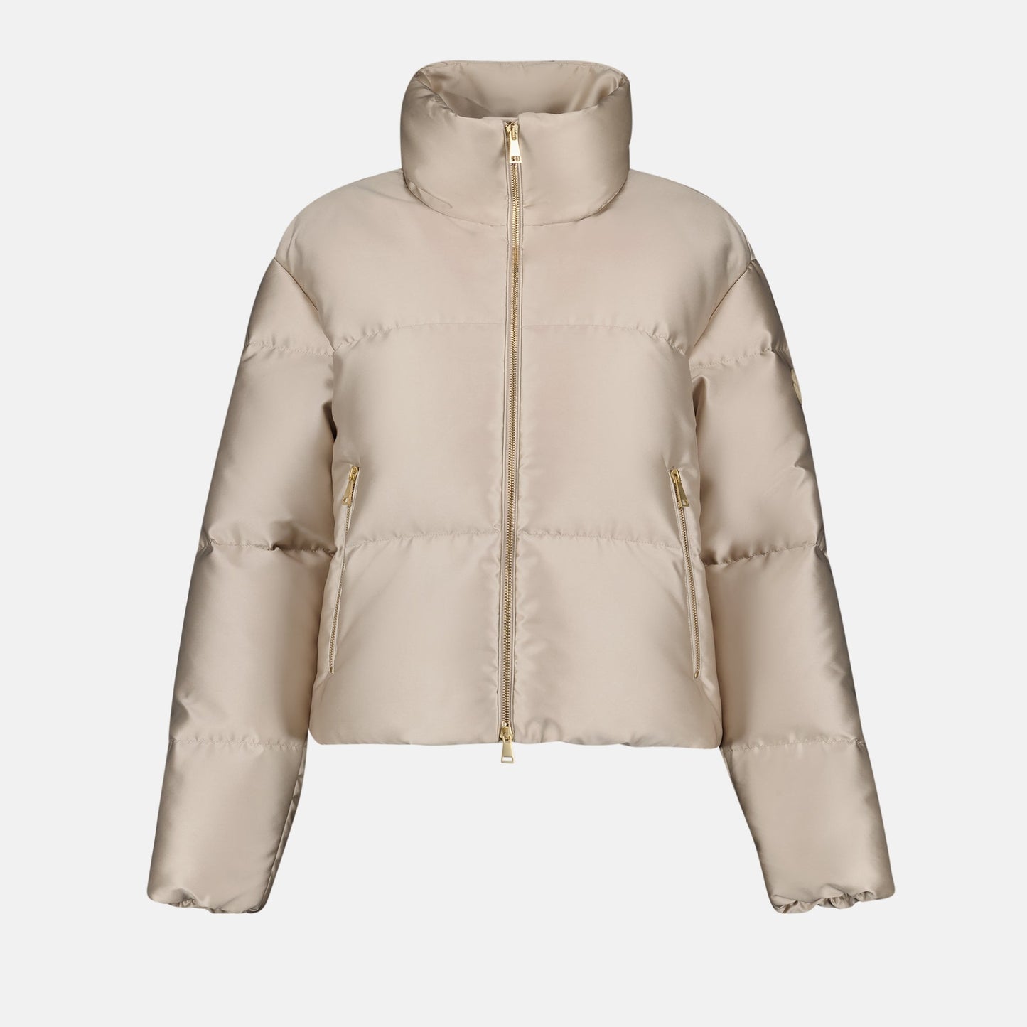 Beige High-Neck Puffer Jacket
