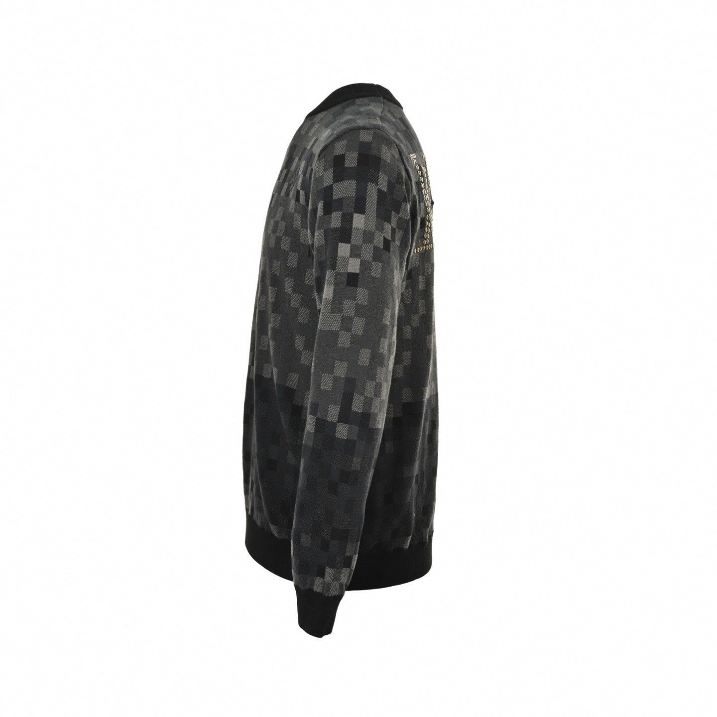 LV Pixelated Knit Crewneck Sweater – Black & Grey