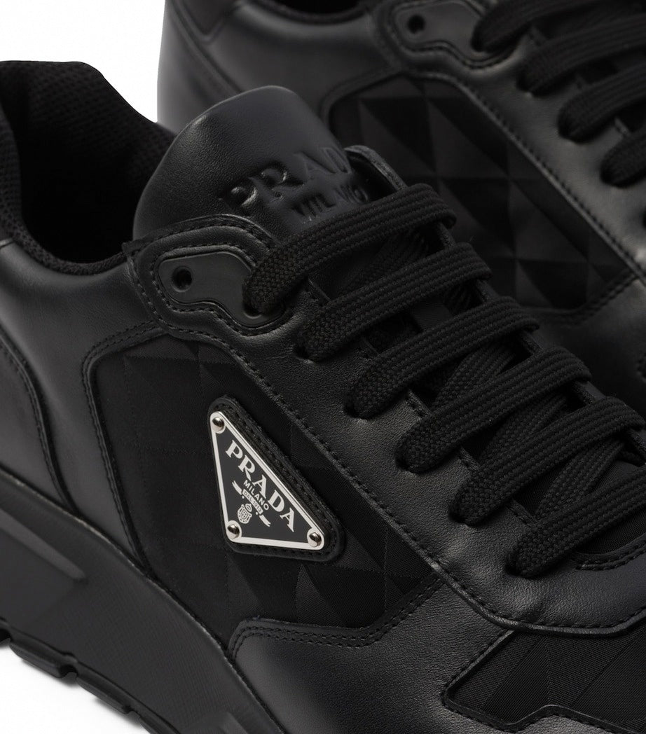 Leather & Re-Nylon Low-Top Sneakers