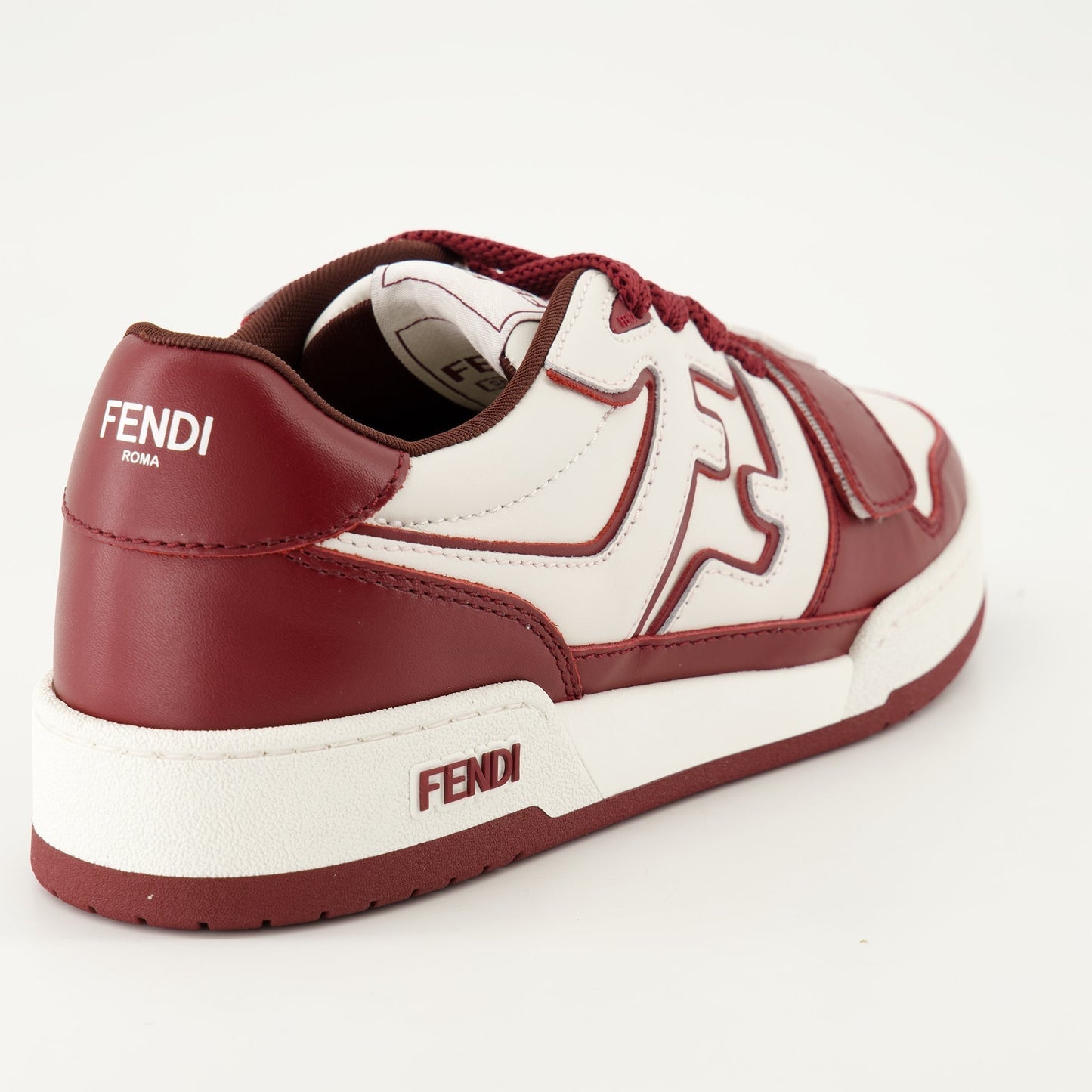 Burgundy & White Leather Sneakers