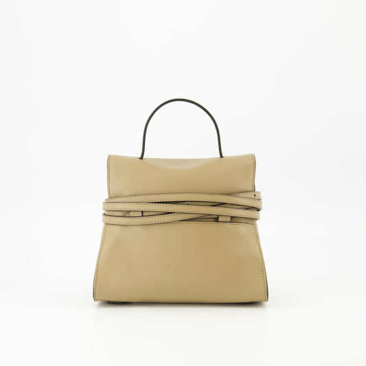 Tie Me Leather shoulder bag ( Beige)