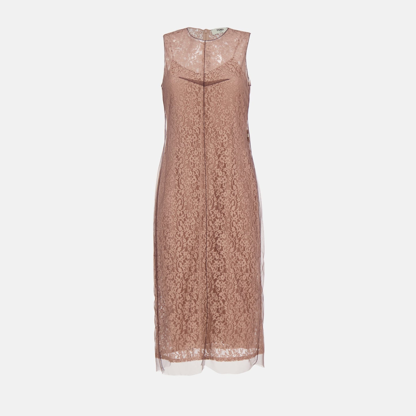 Sheer Lace Overlay Midi Dress