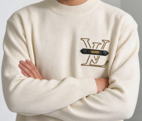 Monogram Applique Ribbed Sweater