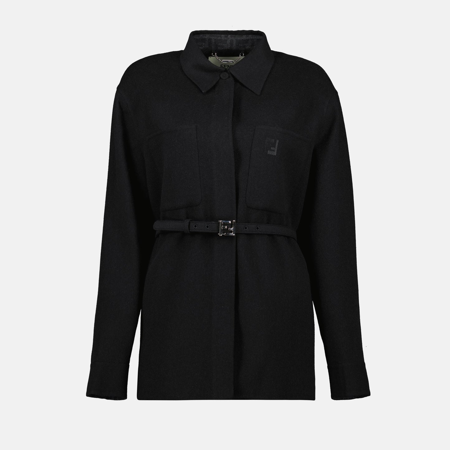 Black Belted Overshirt Jacket