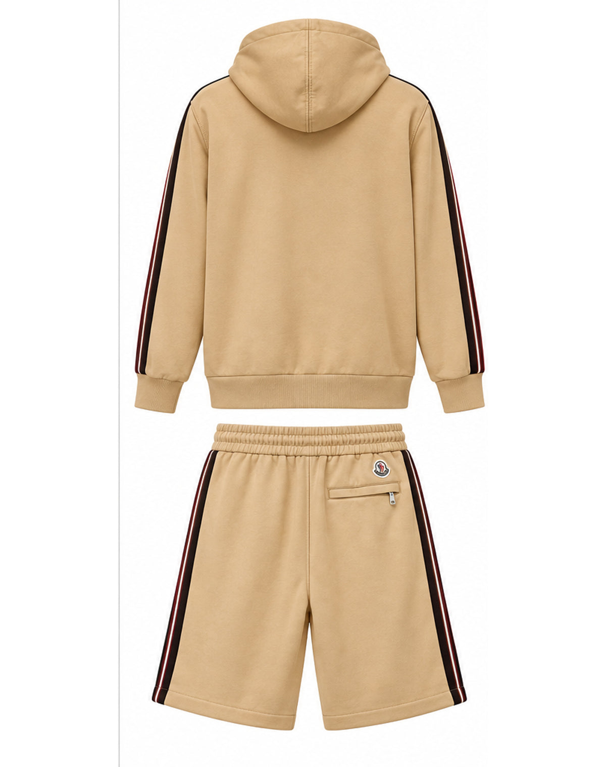 triped Zip-Up Hoodie & Shorts Set