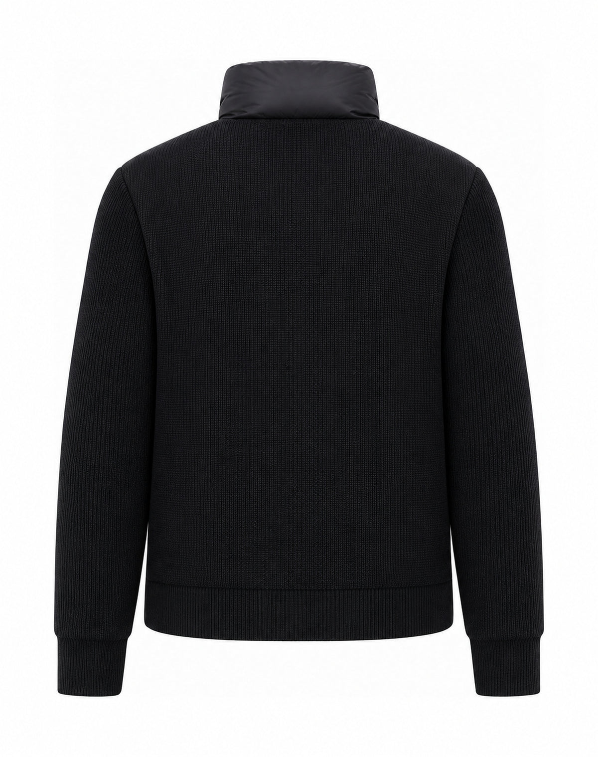 High-Collar Padded Knit Cardigan
