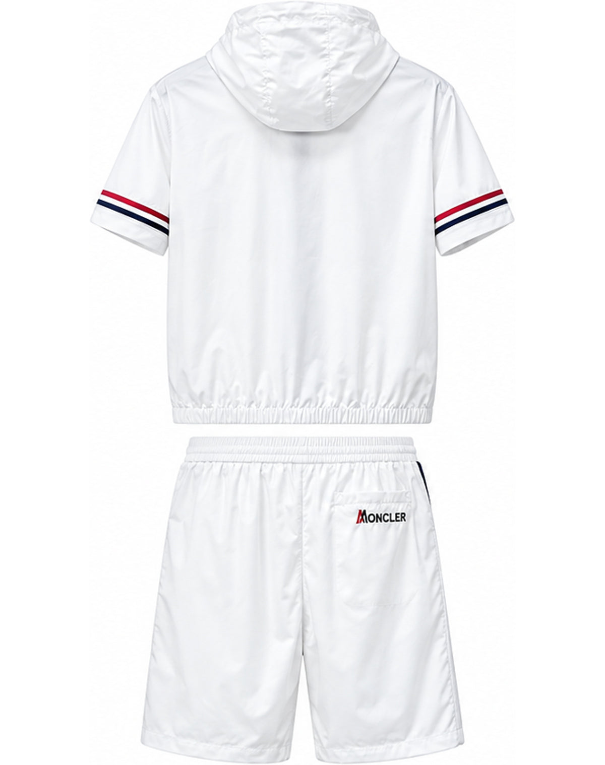 Tricolour Short-Sleeve Tracksuit Set – Black & White