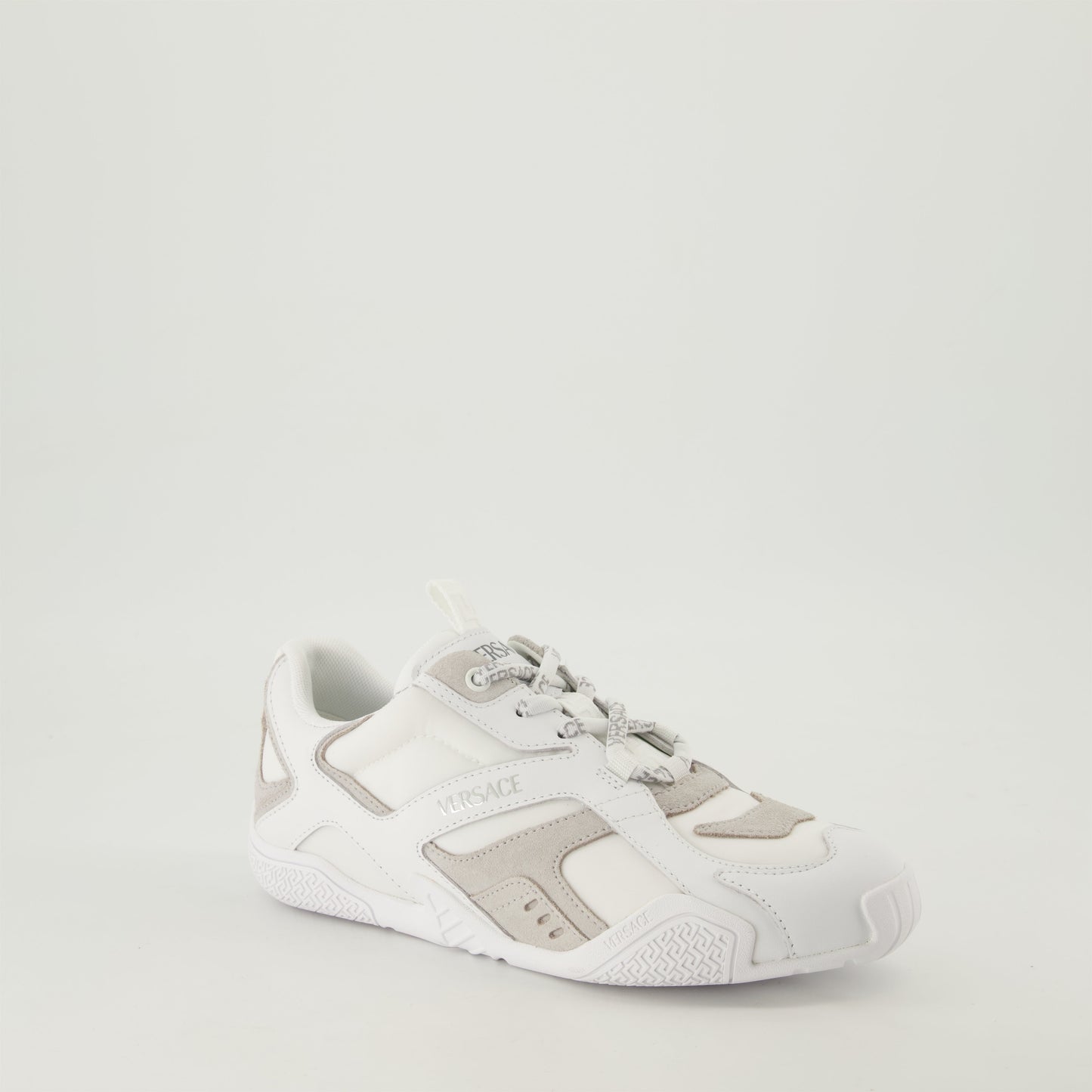 White and Beige Panel Sneakers