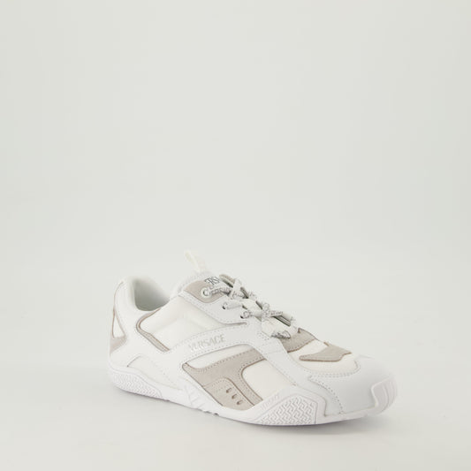White and Beige Panel Sneakers