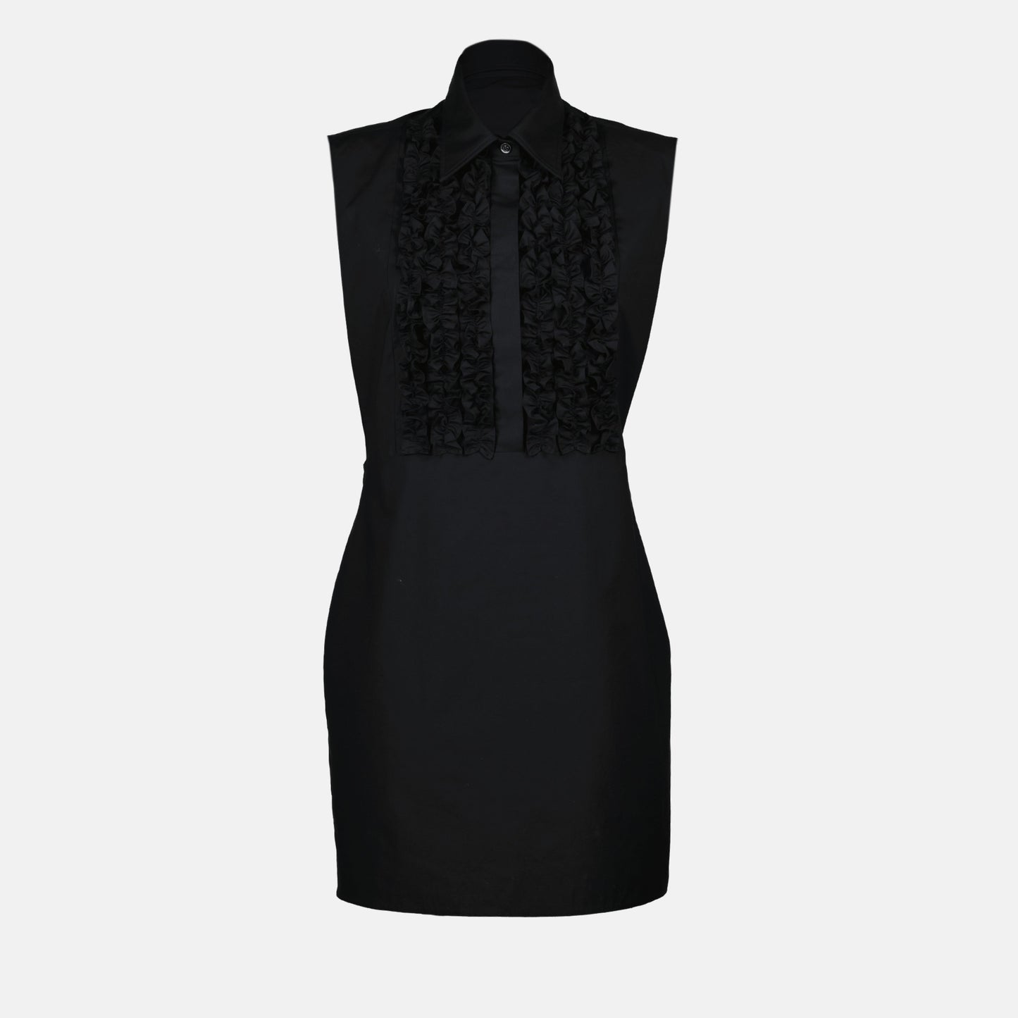 Ruffle-Bib Sleeveless Mini Dress