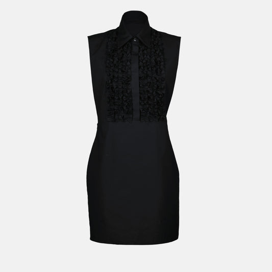 Ruffle-Bib Sleeveless Mini Dress