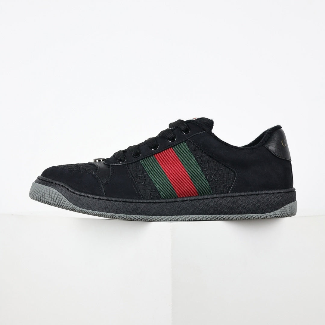 Screener Sneakers in Black with Web Stripe