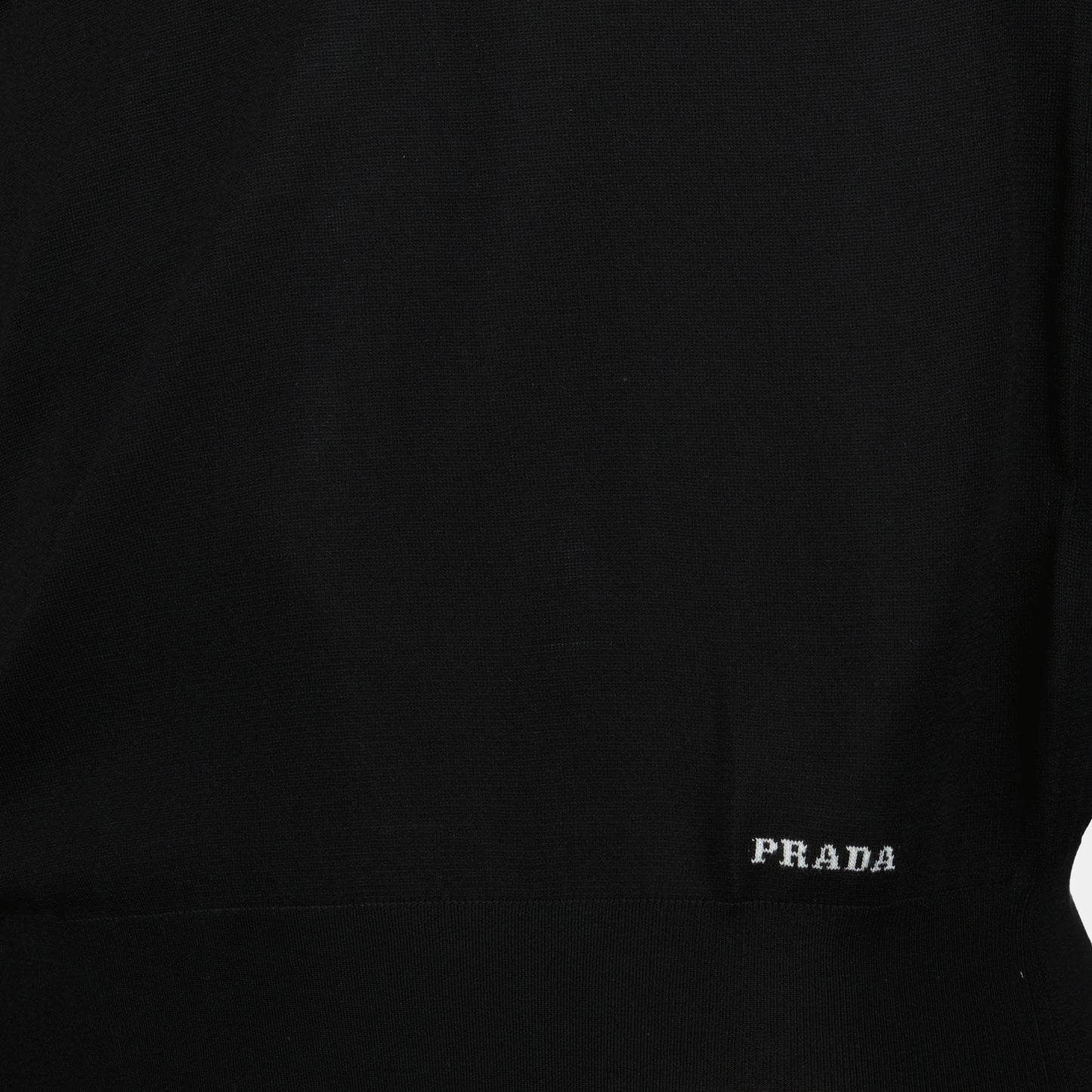 Prada Black Silk Knit Polo Shirt with Minimalist Finish