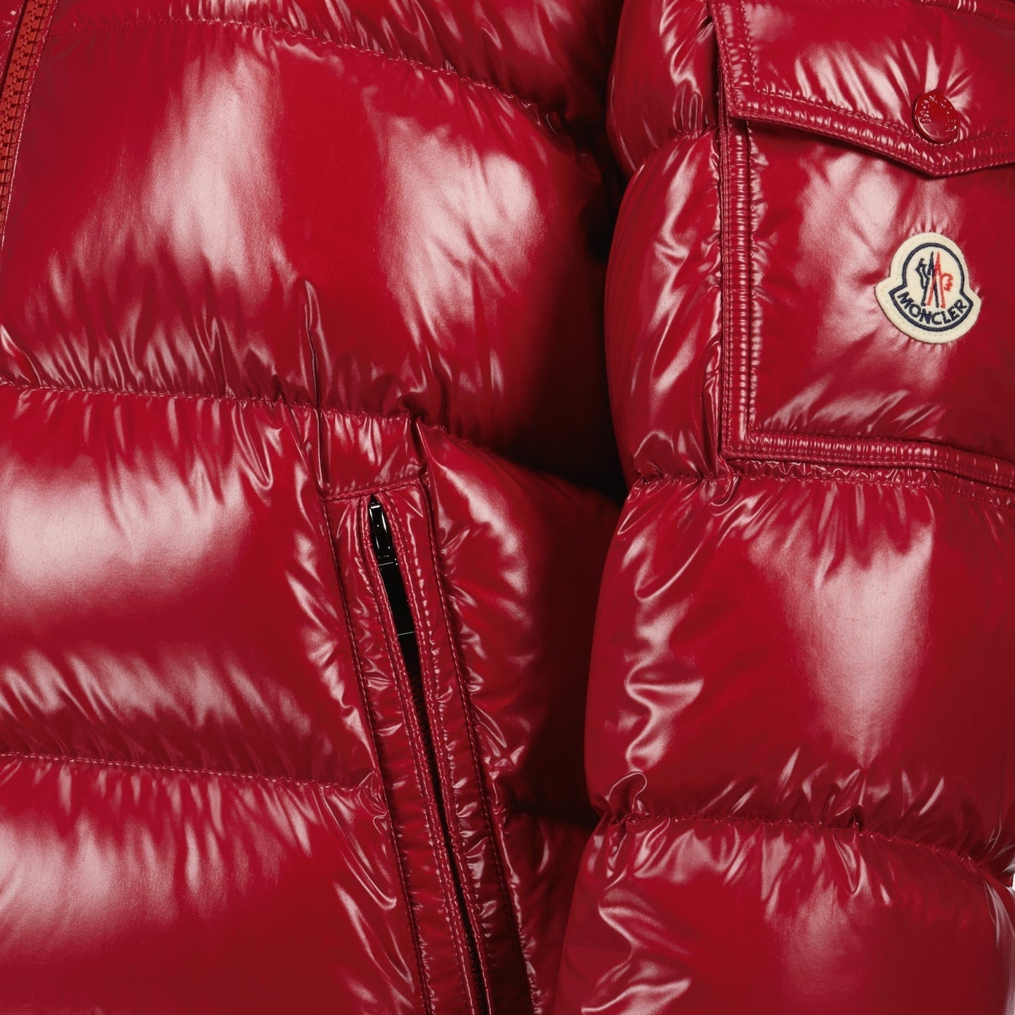 Glossy Red Hooded Puffer Jacket