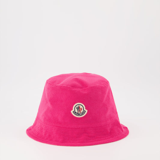 Terry Cloth Bucket Hat with Logo – Pink
