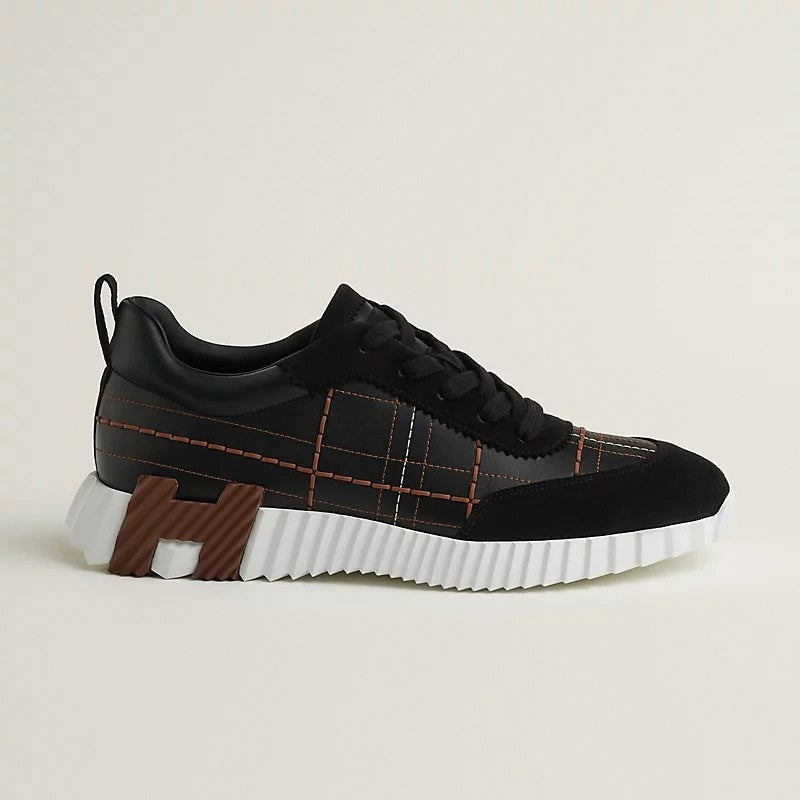 Bouncing Sneaker in Black Calfskin and Suede