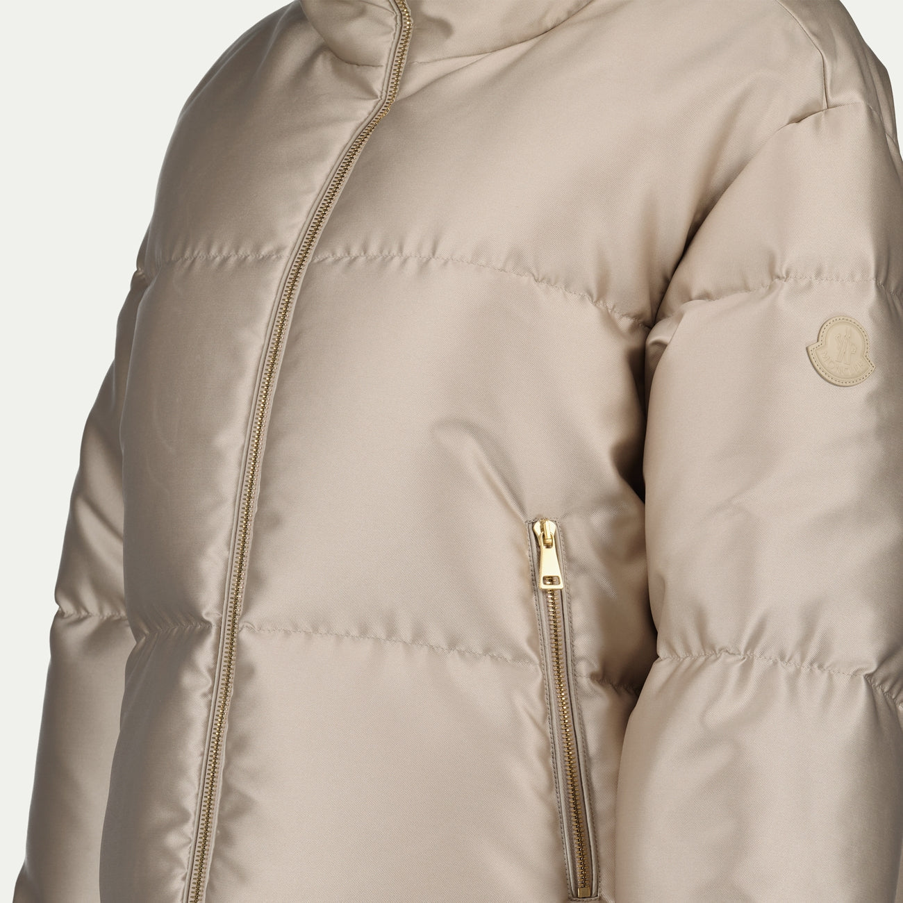 Beige High-Neck Puffer Jacket