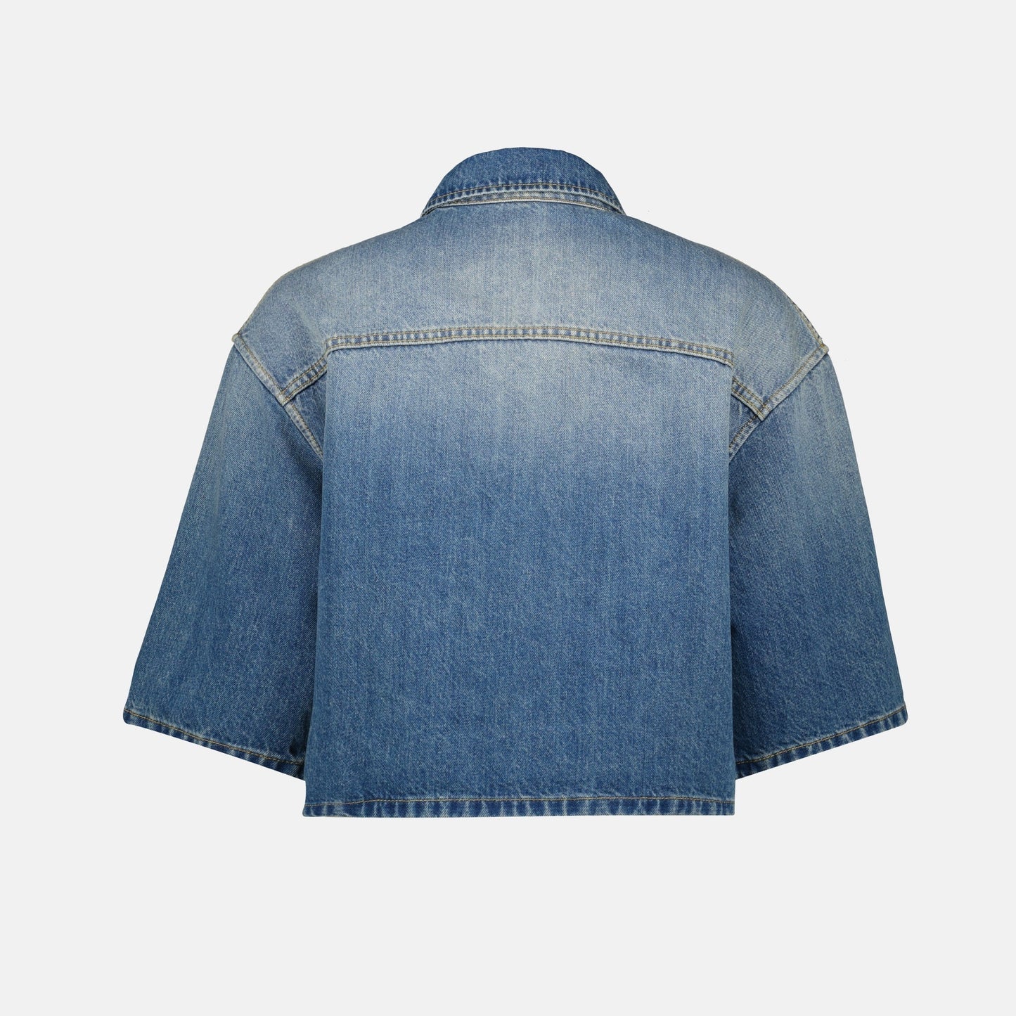 Cropped Denim Cape Jacket