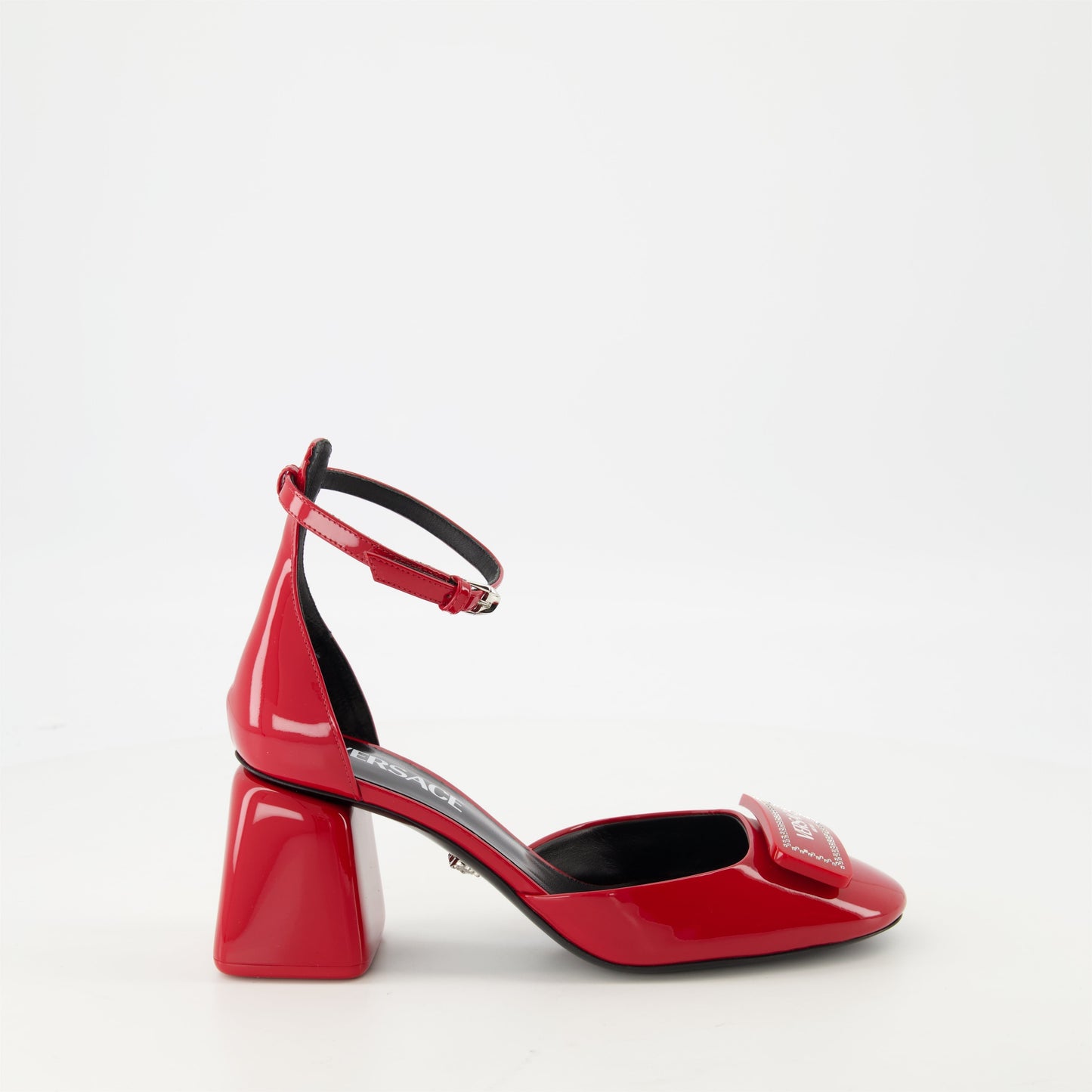 Leather Logo Plaque Ankle-Strap Sandals